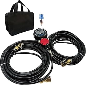 4 tire Inflation System,4 tire Inflation with Closed Flow Air Chuck Digital Tire Pressure Gauge Compatible with HPA Tanks and Compressors