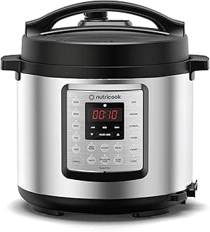 Nutricook Smart Pot Eko, 1000 Watts - 9 In 1 Instant Programmable Electric Pressure Cooker, 6 Liters, 14 Smart Programs, Brushed Stainless Steel/Black, 2 Years Warranty, Silver/Black