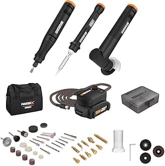 WORX WX991L 20V MAKERX Combo Kit - Rotary Tool + Angle Grinder + Wood/Metal Crafting Tool