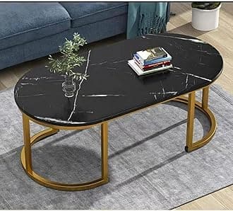 Vital Living Room Coffee Table Decoration Accessories Luxury Writing Table White Modern Design Muebles Living Room Furniture (Black + Gold, L100 * W60 * H45)