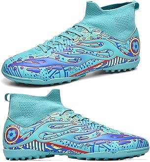 HESBITEUL Soccer Cleats Outdoor for Boys Training: High Top Football Cleats for Firm Ground