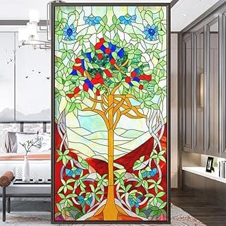 Stained-Glass Decorative Privacy Window Film Frosted Static Cling Heat Control Glass Sticker for Home Office W19.7 x H78.74(50x200cm)