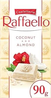 Ferrero Raffaello Luxury White Chocolate Bar; Coconut & Almond Filling, 90g