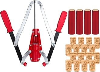 Double Lever Hand Corker – For Standard Wine, Belgian Beer, and Synthetic Plastic Corks, AXPTECH Wine Corker Tool with 50 Count Wine Corks and 50pcs Shrink Capsules