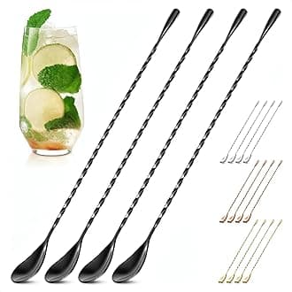 4 Pcs Bar Spoon Cocktail Mixing Spoon – 12'' Black