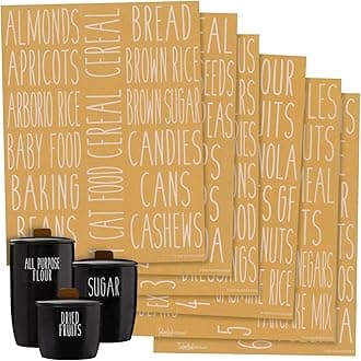 Talented Kitchen 136 Pieces Pantry Labels for Food Containers, Preprinted White All Caps on Clear Stickers for Jars, Kitchen Canisters (Water Resistant)