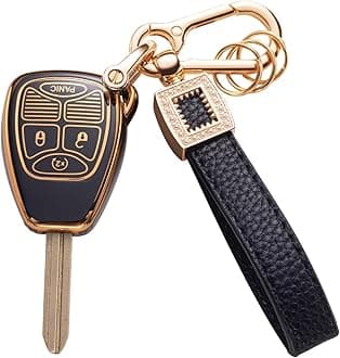 for Jeep Key Fob Cover with Leather Lanyard, Car Key Fob Case Compatible with Jeep Wrangler Compass 2007-2018/Dodge Ram Durango Smart Key Protector Holder