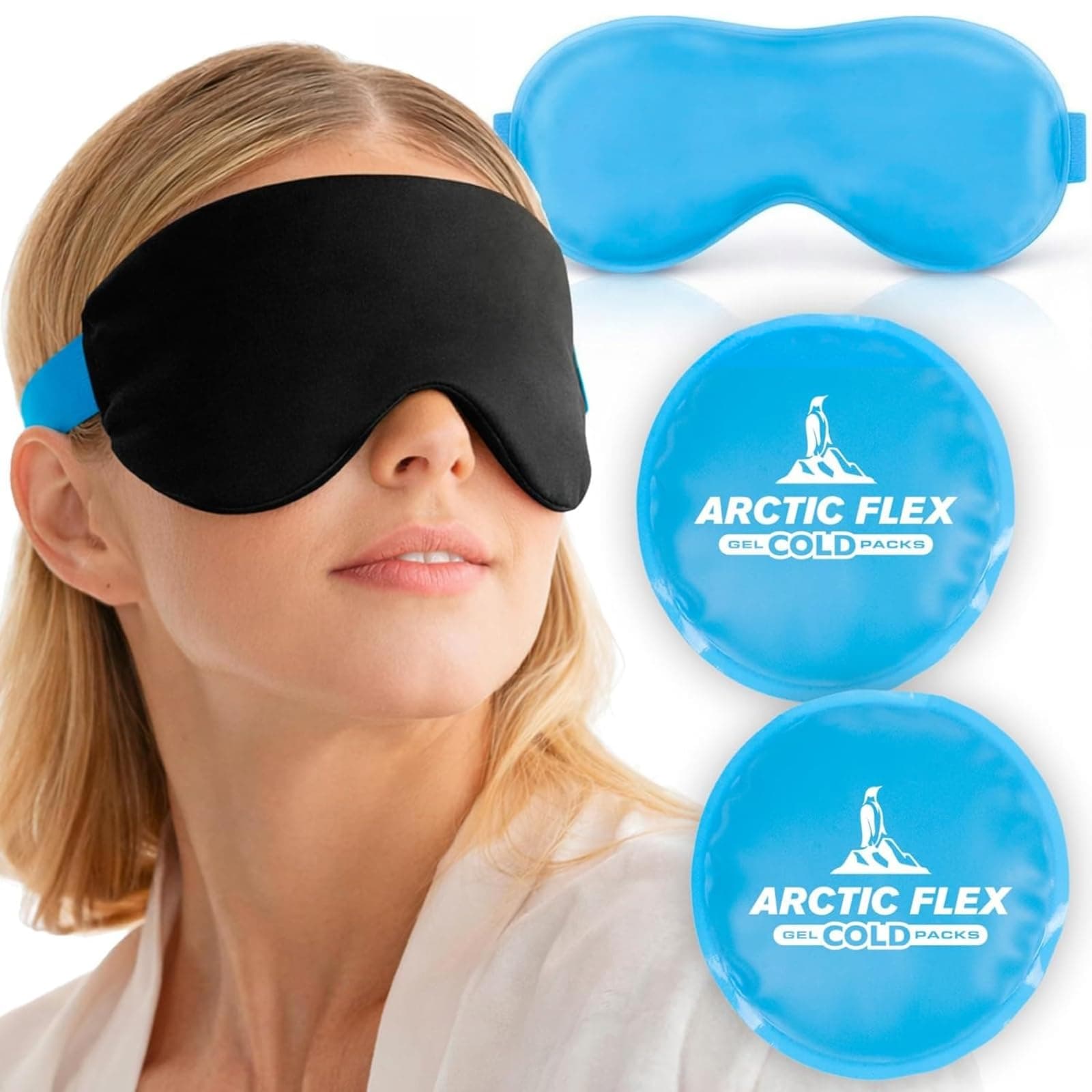 Arctic Flex Cold Eye Mask Gel Ice Pack For Cool Sleeping Dry Night Treatment Reusable Hot Spa Therapy For Sleep Skin Puffiness Migraine Soothing Headache Soft Cooling Heating Compress Cover