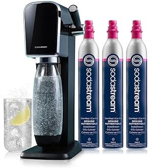 SodaStream Art Sparkling Water Maker Bundle in Black, with 3-Pack CO2 and Carbonating Bottle