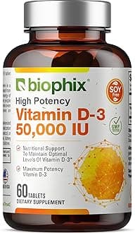 biophix Vitamin D-3 50000 IU 60 Tablets - High-Potency Supports Strong Bones Immune Health