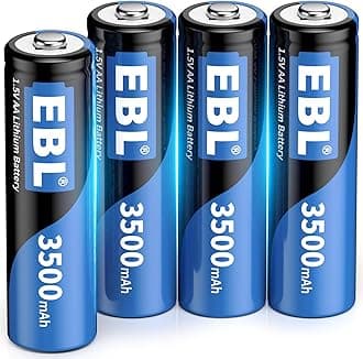 EBLLithium Batteries AA 3500mAh, 4 Pack 1.5V Super Lithium Non-Rechargeable Longest Lasting AA Lithium Batteries Constant Volt Double A Battery for High-Tech (Non-Rechargeable)