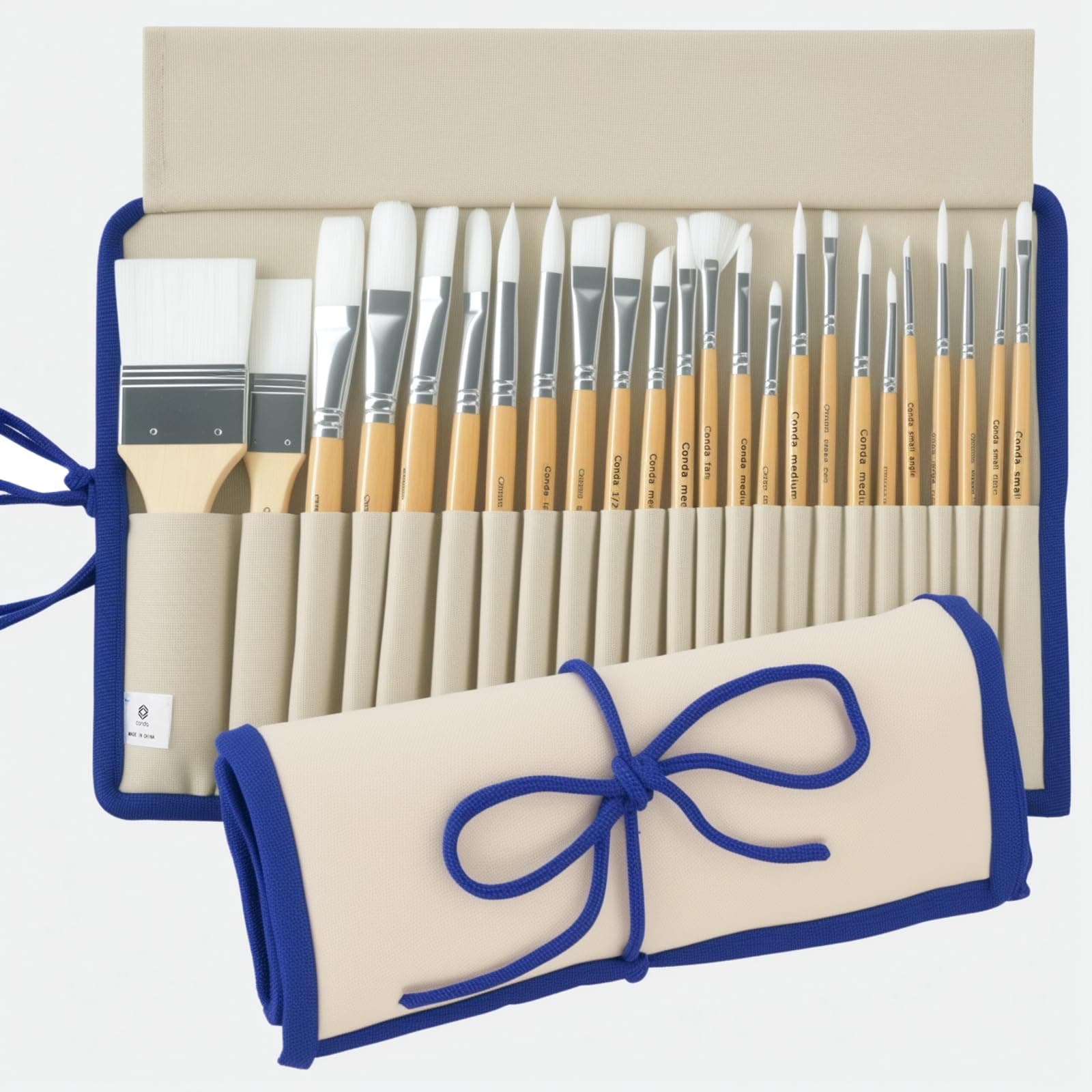 Paint Brushes Set of 24 Different Shapes Professional Painting Brushes for Oil, Acrylic Canvas and Watercolor Painting (White)