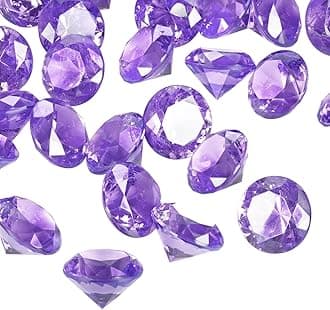 Acrylic Diamond Fake Gems Vase Filler, Babenest 240pcs 3/4 Inch Faux Diamonds Crystals Jewels for Table Scatters Wedding Party Event Arts & Crafts Birthday Decoration Favor(240, Purple)