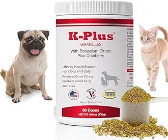 K-Plus Potassium Citrate + Cranberry Granules for Dogs & Cats – Vet-Approved UTI & Bladder Health Support – Helps Maintain Urinary Balance & Kidney Function – Easy-to-Use Granules – 60 Doses