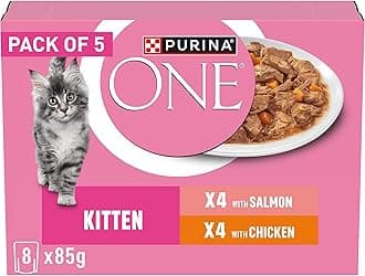 Kitten Mini Fillets Salmon and Chicken Wet Cat Food 8x85g (Pack of 5)