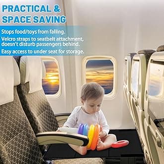 Picrik Toddler Airplane Bed, Seat Extender Aeroplane Bed for Children Portable Foot Hammock Kids Plane Travel Essentials to Lie Down on Airplane(Black)