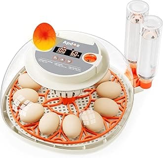 Egg Incubators for Hatching Eggs, Temperature and Humidity Control, Automatic Egg Turning, Egg Candler, External Water Bottle, Air Vent, Clear View, for Chicken, Duck & Quail Eggs, HatchPro 12