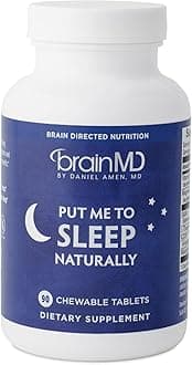 BRAINMD Dr Amen Put Me To Sleep Naturally - 90 Chewable Tablets - with Melatonin, L-Theanine, Magnesium, GABA, Vitamin B6 & 5-HTP - Gluten Free - 45 Servings