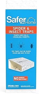 Safer Home Indoor Spider & Insect Traps, 4 Pack - Trap and Kill Spiders, Ants, Cockroaches, Centipedes, and Crawling Insects - SH400, 4 Traps Included