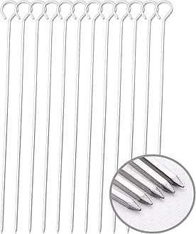 14 Inch Long Square kebab skewers,BBQ Stainless Steel Skewers,12 Pack (BBQ Skewers Square 14inch-12p)
