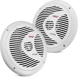 Pyle Dual 6.5'' Waterproof Marine Speakers, Full Range Stereo Sound, 150 Watt, White (Pair)