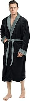 Mens Robe, Luxury Plush Fleece Mens Bathrobe, Spa Bath Robe for Men
