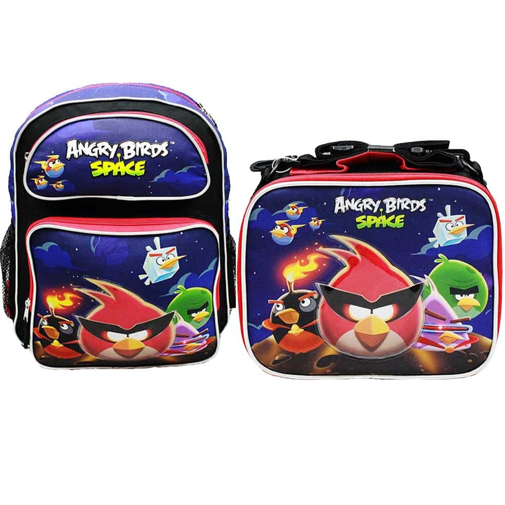 Rovio Angry Birds Space 16" Large School Backpack with Lunch Bag