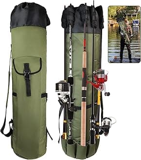 FOUUAAOOU Fishing Rod Bag, Fish Pole Case Bag with Durable Folding Oxford Fabric, Portable Fishing Gear for Men Fishing Gifts (Green)