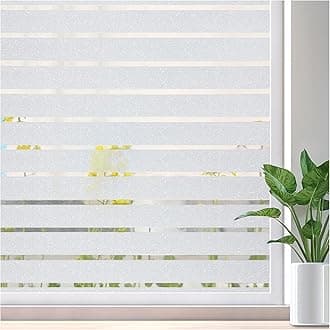 Lifetree Window Film Privacy for Glass Windows 90 x 300cm, Frosted Stripe Patterns Static Cling No Glue UV Protection Window Sticker Cover for Home Office