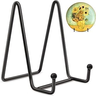 Mocoosy 2 Pack 4 Inch Plate Stands for Display - Black Iron Easel Plate Holder Display Stands Metal Frame Holder Stands for Pictures, Photo, Decorative Plate Dish and Tabletop Art
