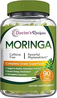 Moringa 11,000 mg Strength, Complete Green Superfood, Natural Antioxidant Support, Non-GMO, 90 Vegan Caps, No Caffeine Soy Gluten