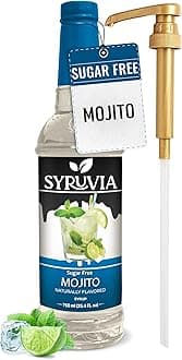 Syruvia Sugar Free Mojito Syrup, Flavored Syrup for Cocktails, Drinks, Lemonades, Iced Teas, and Desserts – 25.4 fl oz, With Pump