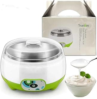 KLIFFOO Portable Yogurt Maker Machine for Home, 1 L Electric Probiotic Curd Maker with Auto Temperature Regulation, for Thick Creamy, Consistent Yogurt, 304 SS Container,