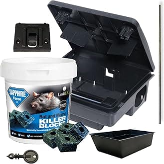 SISI UK Rat Mouse Block Bait Block Tub Rat Poisoning Bait Rodent Control Single Feed Mice Killing Sachets for Home & Garden Treatment Sapphire Tub 300g with 1 Rodent Bait Box
