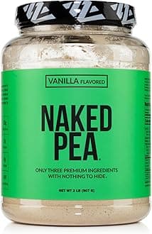 NAKED Vanilla Pea Protein Isolate from North American Farms, Only 3 Ingredients, Vanilla Vegan Protein, NSF Certified, Gluten-Free, Soy Free, GMO Free - 2LB