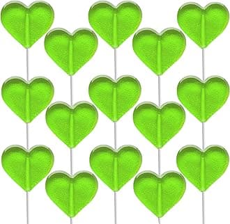 Fruidles Lollipops Mini Heart Shaped Flavored Delicious Lollipop, Individually Wrapped, 5g Lollipop (60 Lollipops, Green Apple)