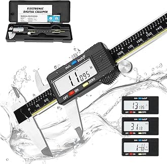 Digital Caliper, Caliper Measuring Tool, 6 Inch Vernier Caliper Micrometer Waterproof with Stainless Steel, Electronic Large LCD Screen, Auto - Off, Fast Switch Inch Metric Fraction