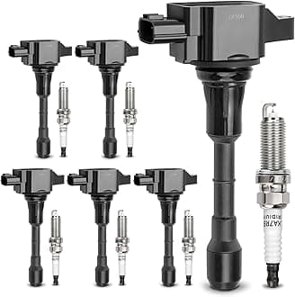 UF550 Ignition Coil & 1406 Double Iridium Spark Plug for Nissan Altima Maxima Murano Pathfinder Quest 350Z/Infiniti EX35 FX35 G25 G35 JX35 M35 M35h Q50 Q70 QX60 3.5L V6 C1670 22448-JA10C 5C1727