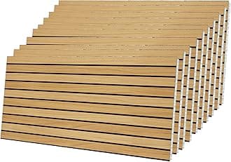 IZODEKOR 3D Wood Effect Styrofoam Wall Panels - Faux Wood Look Wall Panels for Living Room - Fake Acoustic Wood Slat Wall Panels - Pack of 10, Covers 50 sq ft.
