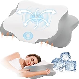 Cervical Pillow for Neck Pain Relief Pillows Support Odorless Ergonomic Neck Pillow Adjustable Orthopedic Bed Pillow for Side Back Stomach Sleeper with Pillowcase,Grey