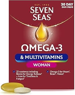 Seven Seas Omega-3 and Multivitamins Woman, with Biotin and Iron, 30-Day Duo Pack