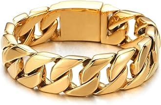 COOLSTEELANDBEYOND Mens Stainless Steel Large Curb Chain Link Bracelet Solid Curb Chain Wristband Biker Punk Jewelry Masculine Accessory