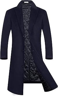 Men's Luxury Full Length Trench Coat Long Wool Overcoat Winter Windbreaker