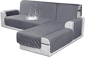 VANSOFY Sectional Couch Covers 100% Waterproof L Shaped Sofa Slipcover 3pcs Reversible Chaise Lounge Cover for Sectional Sofa Furniture Protector Cover for Pets Dog Cat(Small, Dark Gray)