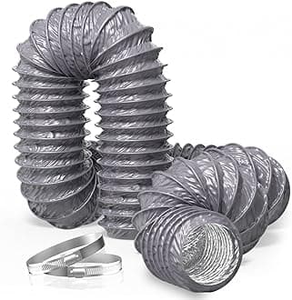 Hon&Guan 6 inch 16 FT Long Air Ducting, Heavy-Duty Three-Layer Protection Dryer Vent Hose for Heating Cooling Ventilation and Exhaust, Grey