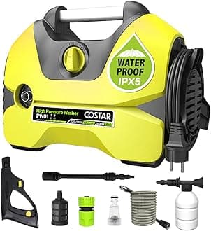 Car Washer High Pressure Pump 2800 Watts | 150 Bars| 10L/Min Flow Rate| 15 Meters Cleaning Range |Portable for Car Bike Home Floor Wall Cleaning (Flash Yellow)