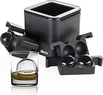 glacio Premium Quad Clear Ice Sphere - Whiskey Ice Ball Maker Large 2.5 Inches - Crystal Clear Ice Maker Sphere - Sphere Ice Mold Maker - Premium Clear Ice Ball Maker Mold Prepares 4 Balls