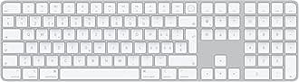 Magic Keyboard with Touch ID and Numeric Keypad: Wireless, Bluetooth, Rechargeable. Works with Mac Computers with Apple Silicon; Swiss - White Keys