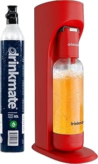 - Drinkmate OmniFizz Sparkling Beverage Maker CO2 Bundle - Sparkling Water/Soda Streaming Machine That Carbonates Any Drink - Includes 1 CO2 Cylinder, 1 Carbonation Bottle, 1 Fizz Infuser - Royal Red