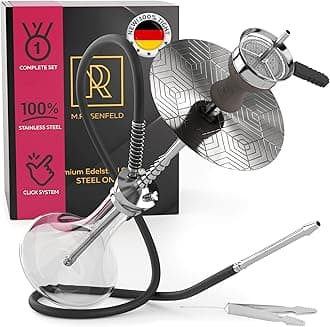 Luxury 70cm Glass Hookah Set With Everything - Hookah Stainless Steel Kit for Smooth Smoking – Big Stainless Steel Hooka with Accessories, Glass Base and Big Hooka Bowl, Perfect for Home & Parties